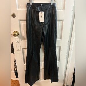 7 For All Mankind Black Flared Leather Trousers